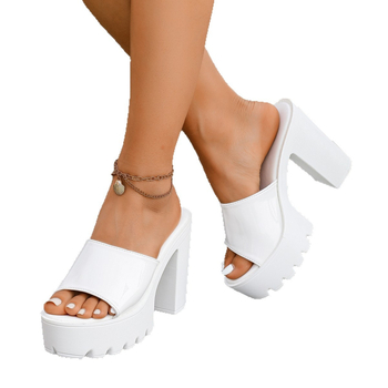 Moterys sandalai su vienu dirželiu, Peep Toe, PU viršus, gumos pada, vasara 2025