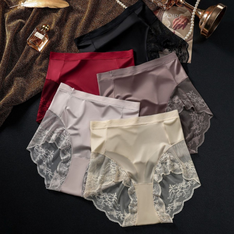 Modelis 297#: Moterų aukšto juosmens kelnaitės iš nailono, kvėpuojantis audinys, įklotas tarpkojyje iš Mulberry šilko