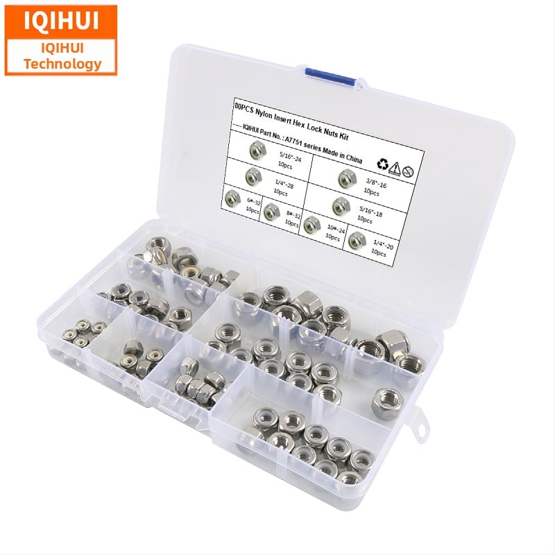 IQIHUI 304 nehrđajući čelik matica s umetkom od najlona, standard B18.16.6