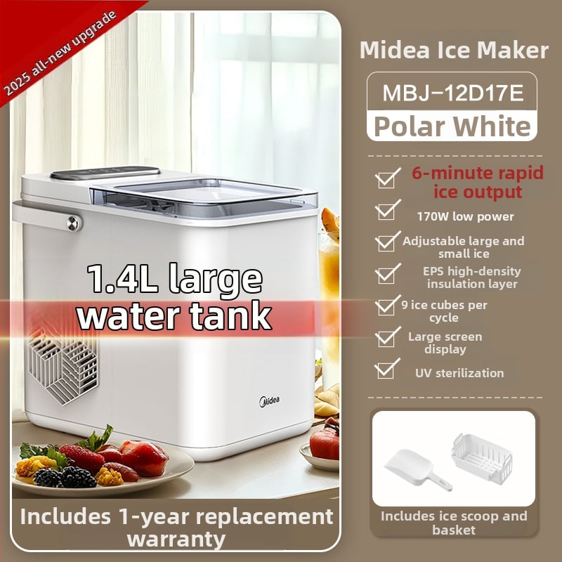 Midea MBJ-12D17E visiškai automatinis namų ledų gamintojas, 220V, 170W, 50Hz