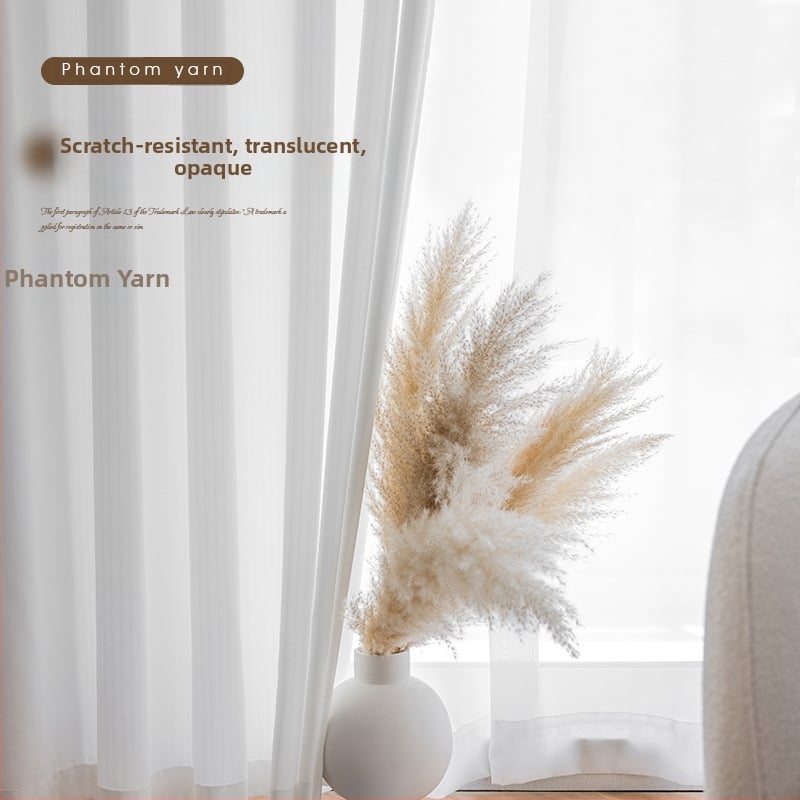 Fantominė tinklo užuolaida, skaidriai praeinanti šviesa, sustiprintas poliesteris, dalinis šešėlių užtemimas 40-70%, svetainėi, miegamajam, balkonui, įlankos langui — šiuolaikinis minimalistinis stilius, įrengimas galimas, procesas 21982091793