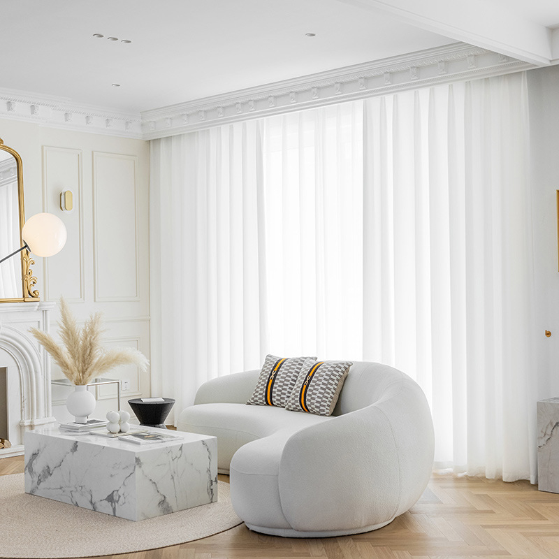 Fantominė tinklo užuolaida, skaidriai praeinanti šviesa, sustiprintas poliesteris, dalinis šešėlių užtemimas 40-70%, svetainėi, miegamajam, balkonui, įlankos langui — šiuolaikinis minimalistinis stilius, įrengimas galimas, procesas 21982091793