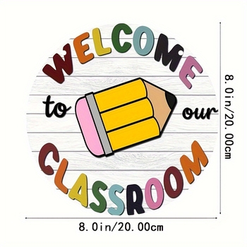 Дървен кръгъл знак за добре дошли, висящ декоративен елемент, стил модерен минимализъм; Материал: бук дърво; Код на продукта: Xz0541; Печат на лого: Да