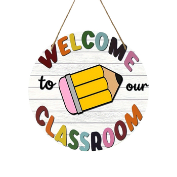 Дървен кръгъл знак за добре дошли, висящ декоративен елемент, стил модерен минимализъм; Материал: бук дърво; Код на продукта: Xz0541; Печат на лого: Да