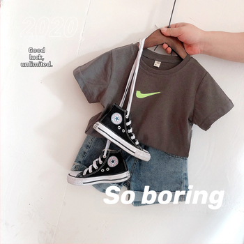 Παιδικό T-Shirt Kiss Baby, κορεάτικου στυλ με στρογγυλή λαιμόκοψη και κοντά μανίκια, 95% απαλό βαμβάκι πλεκτό ύφασμα, για παιδιά 3-8 ετών, καλοκαίρι, απομάκρυνση υγρασίας