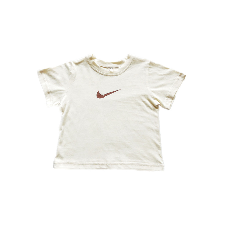 Παιδικό T-Shirt Kiss Baby, κορεάτικου στυλ με στρογγυλή λαιμόκοψη και κοντά μανίκια, 95% απαλό βαμβάκι πλεκτό ύφασμα, για παιδιά 3-8 ετών, καλοκαίρι, απομάκρυνση υγρασίας