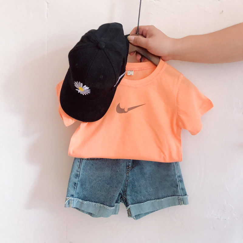 Παιδικό T-Shirt Kiss Baby, κορεάτικου στυλ με στρογγυλή λαιμόκοψη και κοντά μανίκια, 95% απαλό βαμβάκι πλεκτό ύφασμα, για παιδιά 3-8 ετών, καλοκαίρι, απομάκρυνση υγρασίας