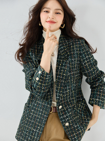 Női blézer viszkóz rostból, kosztüm-nyakkal, hosszú ujjú, városi üzleti stílus