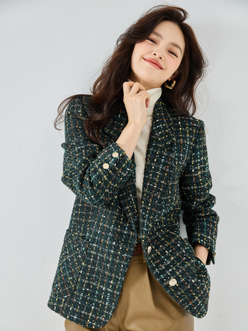 Női blézer viszkóz rostból, kosztüm-nyakkal, hosszú ujjú, városi üzleti stílus