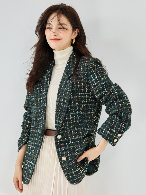 Női blézer viszkóz rostból, kosztüm-nyakkal, hosszú ujjú, városi üzleti stílus