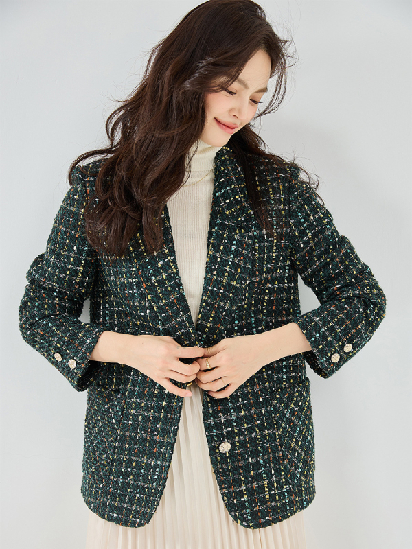 Női blézer viszkóz rostból, kosztüm-nyakkal, hosszú ujjú, városi üzleti stílus