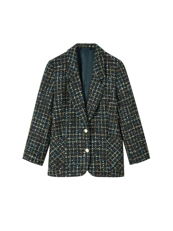 Női blézer viszkóz rostból, kosztüm-nyakkal, hosszú ujjú, városi üzleti stílus