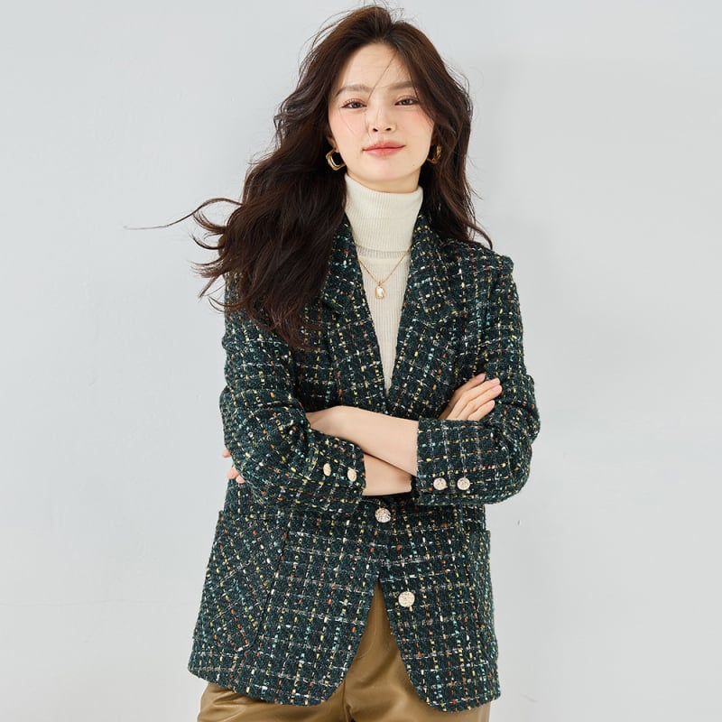 Női blézer viszkóz rostból, kosztüm-nyakkal, hosszú ujjú, városi üzleti stílus