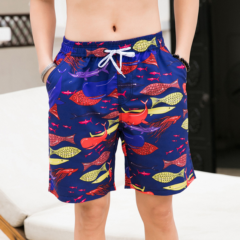 Unisex plaukimo šortai su gėlių raštu, greitai džiūnantis poliesteris, audinys 130 g/m²