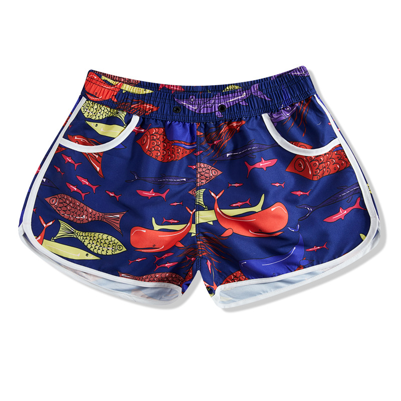 Unisex plaukimo šortai su gėlių raštu, greitai džiūnantis poliesteris, audinys 130 g/m²