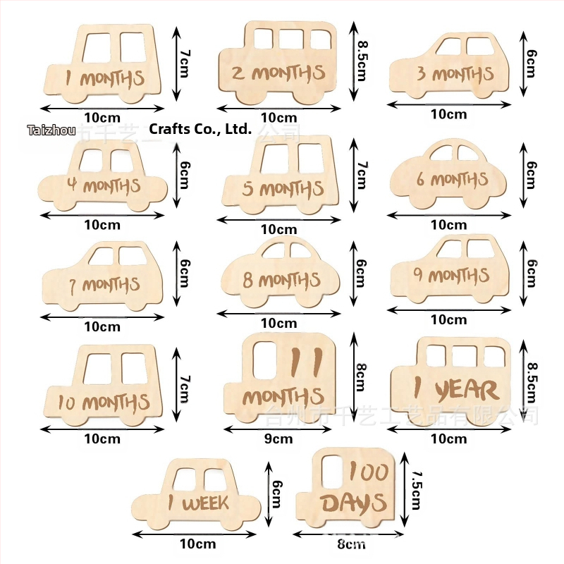 Бебешка паметна плоча за месечни етапи, фото реквизит за новородено, материал boxwood, опаковка Opp bag, готов за подарък