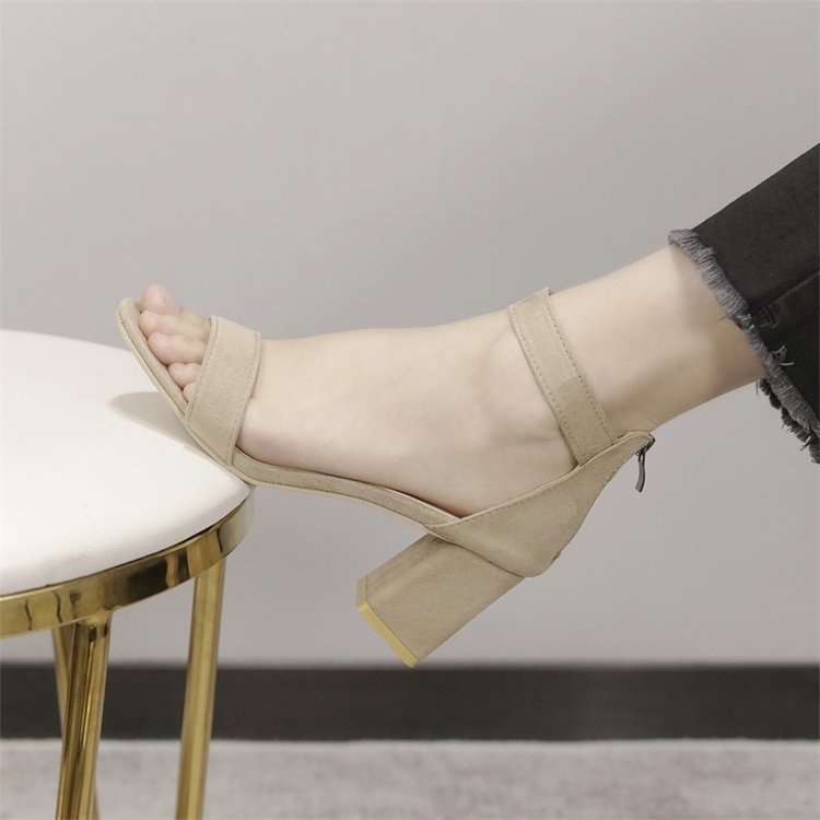 Moteriški diržiniai sandalai su storiu kulnu, apvalus pirštas, viršus iš audinio, PU įdaila, guma padas