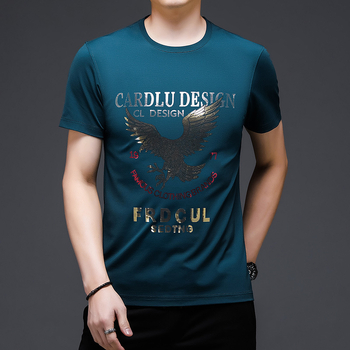 Ανδρικό κοντομάνικο T-shirt, χαλαρή γραμμή, μίγμα βισκόζης, στρογγυλός λαιμός, ψηφιακή εκτύπωση