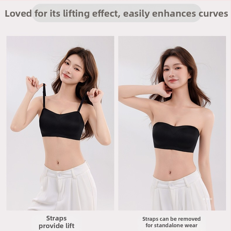 Бюстгальтер без презрамки с дълбоко деколте, Push-Up, 3/4 чашка, свалящи се двойни презрамки