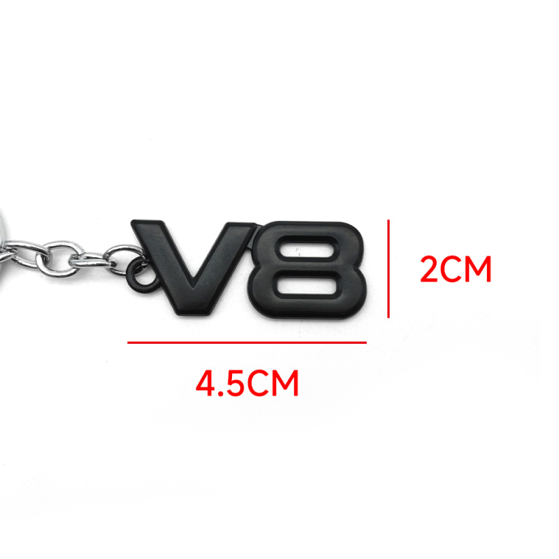 Breloc pentru mașini V8, design creativ personalizat, aliaj de zinc, stil minimalist modern