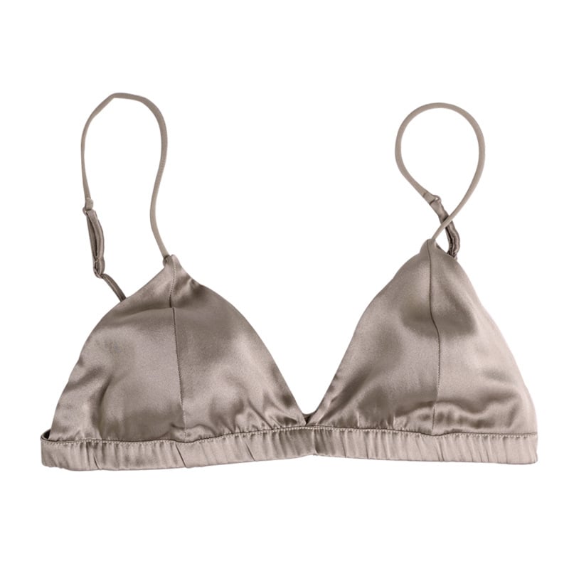 Bevielė šilko liemenėlė su ultra plonais formuojamais puodeliais, 3/4 puodeliai, išorė ir pamušalas iš Mulberry šilko, fiksuoti dvigubi dirželiai