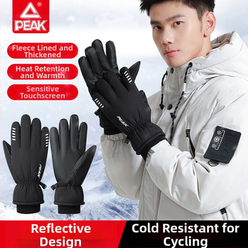 Šiltos slidinėjimo pirštinės su poliesterio pluoštu ir fleece pamušalu, storos, skirtos lauko žieminiams sportams ir dviračių važiavimui, delno apsauga