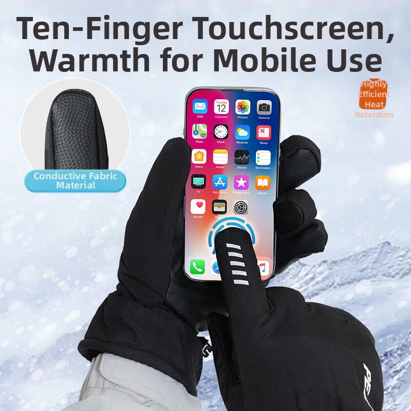Полиестерни топли ски ръкавици с флийс подплата, дебели за зимни спортове и колоездене, защита на дланта