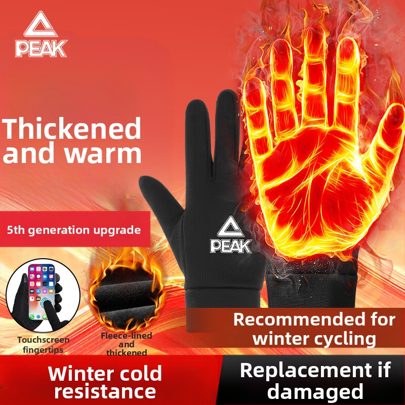 Šiltos slidinėjimo pirštinės su poliesterio pluoštu ir fleece pamušalu, storos, skirtos lauko žieminiams sportams ir dviračių važiavimui, delno apsauga