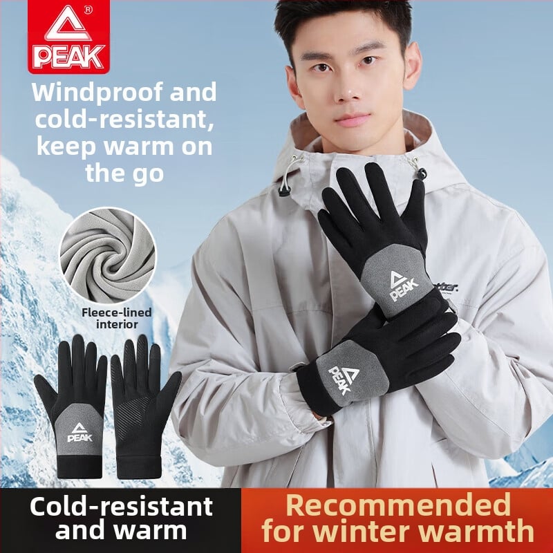 Šiltos slidinėjimo pirštinės su poliesterio pluoštu ir fleece pamušalu, storos, skirtos lauko žieminiams sportams ir dviračių važiavimui, delno apsauga