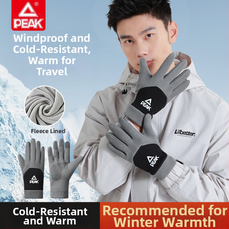 Šiltos slidinėjimo pirštinės su poliesterio pluoštu ir fleece pamušalu, storos, skirtos lauko žieminiams sportams ir dviračių važiavimui, delno apsauga