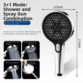 Slėgio dušo komplektas su rankiniu purškimo įtaisu – ABS, Skandinavijos stilius, nešiojamas, modelis Hand spray, darbinė temperatūra 0–90°C