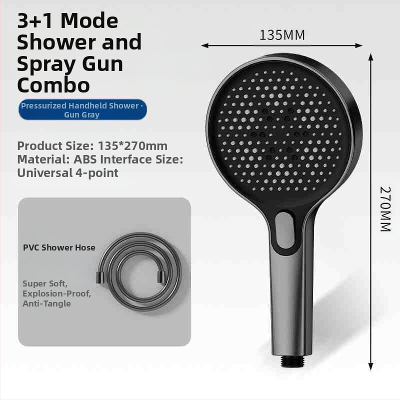 Slėgio dušo komplektas su rankiniu purškimo įtaisu – ABS, Skandinavijos stilius, nešiojamas, modelis Hand spray, darbinė temperatūra 0–90°C