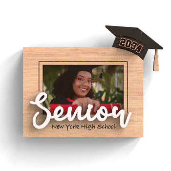 Ξύλινο πλαίσιο φωτογραφίας αποφοίτησης με μαγνήτη ψυγείου и χαρακτική διακόσμηση