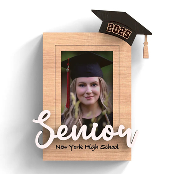 Ξύλινο πλαίσιο φωτογραφίας αποφοίτησης με μαγνήτη ψυγείου и χαρακτική διακόσμηση