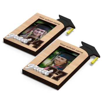 Ξύλινο πλαίσιο φωτογραφίας αποφοίτησης με μαγνήτη ψυγείου и χαρακτική διακόσμηση