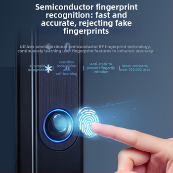 Κλειδαριά με αποτύπωμα δακτυλικού για πόρτες - Ανοξείδωτος χάλυβας, μοντέλο Broken Bridge Aluminum Door, μάρκα Jiadeyi, για ξενοδοχείο