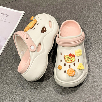 Hole Shoes για γυναίκες — EVA άνω μέρος και σόλα, 5 cm παχιά σόλα για αύξηση ύψους, αδιάβροτες, κλειστό μπροστινό μέρος, cartoon στυλ