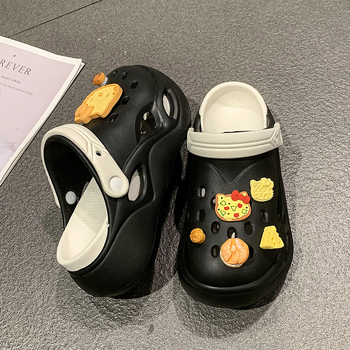 Hole Shoes για γυναίκες — EVA άνω μέρος και σόλα, 5 cm παχιά σόλα για αύξηση ύψους, αδιάβροτες, κλειστό μπροστινό μέρος, cartoon στυλ