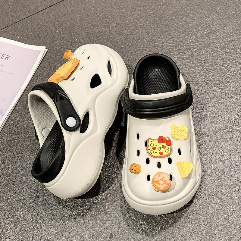 Hole Shoes για γυναίκες — EVA άνω μέρος και σόλα, 5 cm παχιά σόλα για αύξηση ύψους, αδιάβροτες, κλειστό μπροστινό μέρος, cartoon στυλ