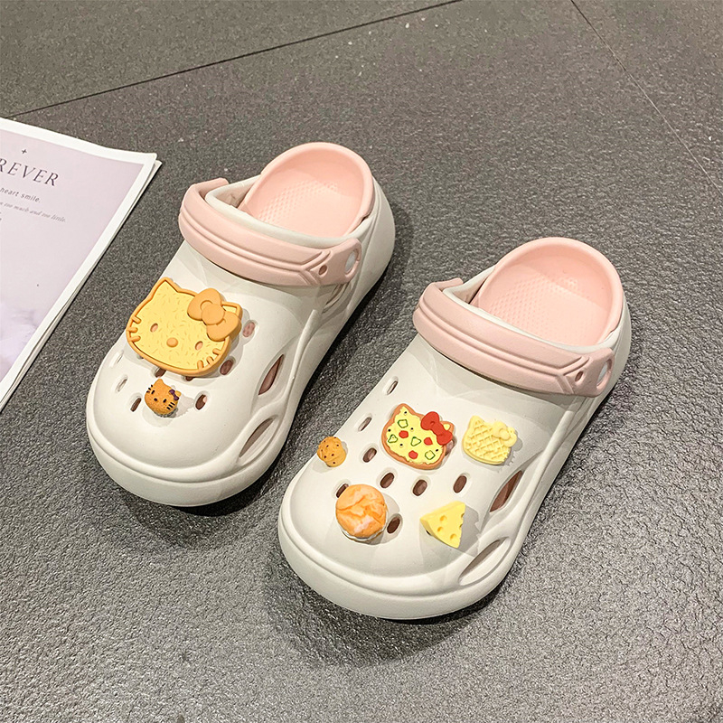 Hole Shoes για γυναίκες — EVA άνω μέρος και σόλα, 5 cm παχιά σόλα για αύξηση ύψους, αδιάβροτες, κλειστό μπροστινό μέρος, cartoon στυλ