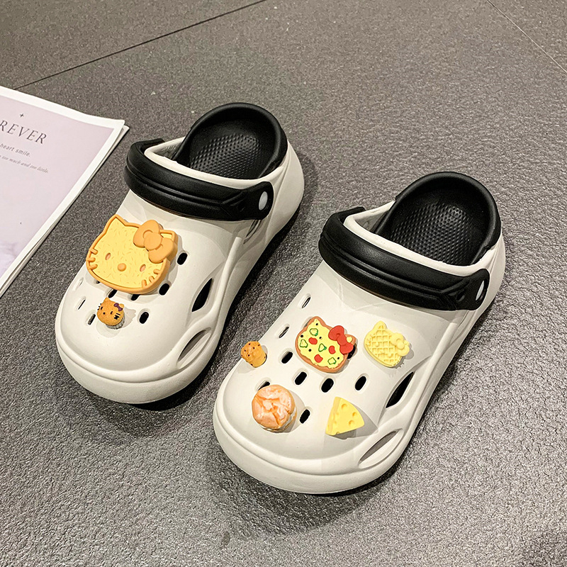 Hole Shoes για γυναίκες — EVA άνω μέρος και σόλα, 5 cm παχιά σόλα για αύξηση ύψους, αδιάβροτες, κλειστό μπροστινό μέρος, cartoon στυλ