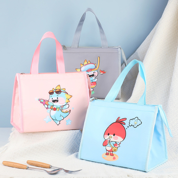 Maisto dėžutės krepšys su mielu karikatūriniu stiliumi, Oxford audinys, palaiko šilumą ir šaltį, universalus naudojimas