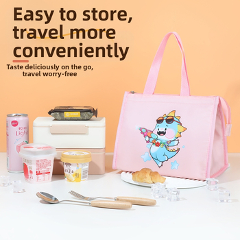 Maisto dėžutės krepšys su mielu karikatūriniu stiliumi, Oxford audinys, palaiko šilumą ir šaltį, universalus naudojimas