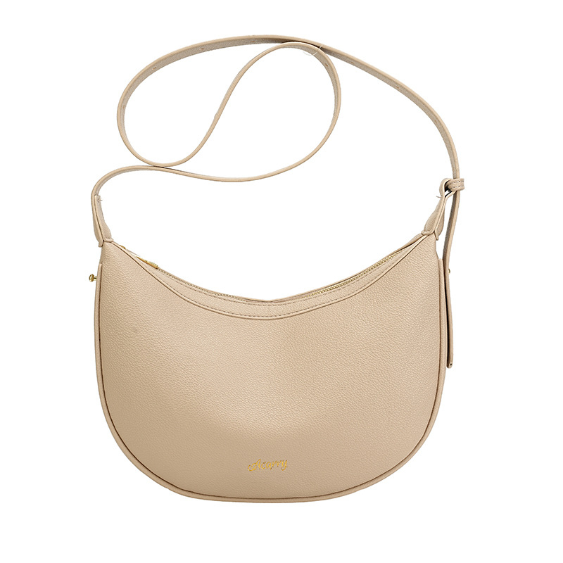 Női crossbody táska puha PU bőrből, dumpling-formájú, cipzáras záródás, belső cipzáras zseb