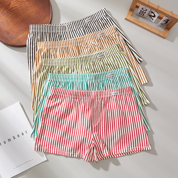 Vyriski kvėpuojantys medvilniniai bokseriai — dryžuota megzta medžiaga, vidutinio liemens