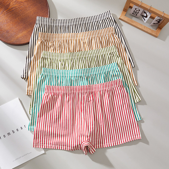 Vyriski kvėpuojantys medvilniniai bokseriai — dryžuota megzta medžiaga, vidutinio liemens