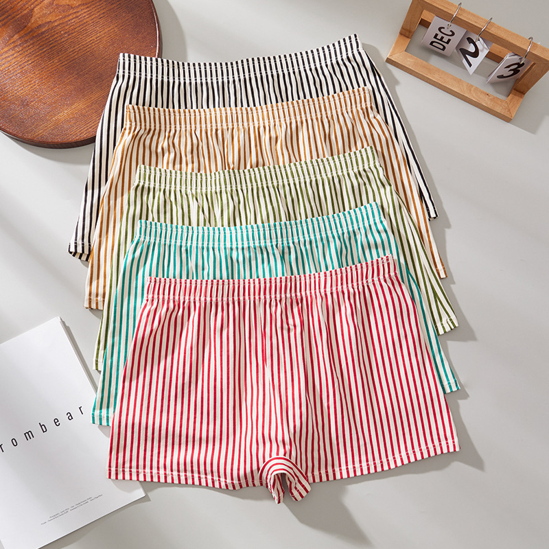 Vyriski kvėpuojantys medvilniniai bokseriai — dryžuota megzta medžiaga, vidutinio liemens