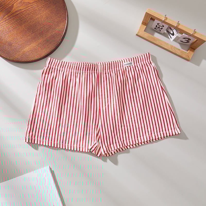 Vyriski kvėpuojantys medvilniniai bokseriai — dryžuota megzta medžiaga, vidutinio liemens