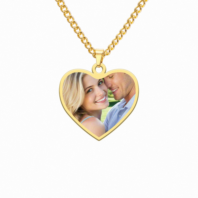 Privjesak u obliku srca od nehrđajućeg čelika s križnim lancem, unisex, prirodni stil, personalizirani tisak