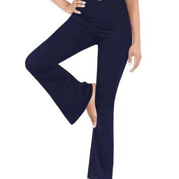 Γυναικείοι παντελόνες με ψηλή μέση, μικρο-φλάιρ σε ευρεία γραμμή, υπερελαστικό ύφασμα (79% πολυεστέρας)